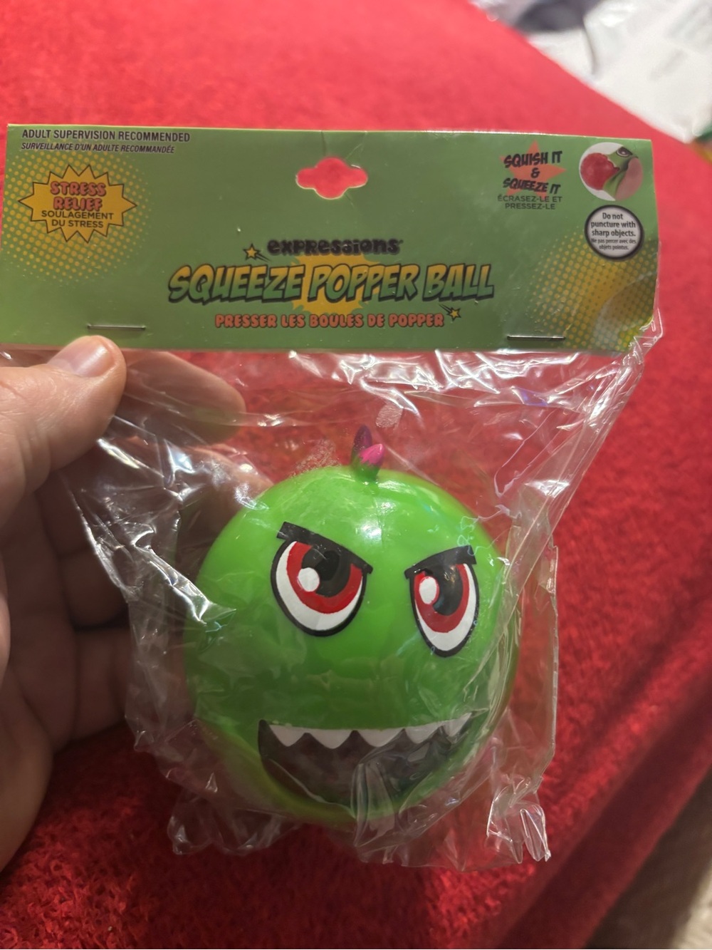 Expressions Green Dinosaur Squeeze Popper Ball Stress Relief Toy - Green new